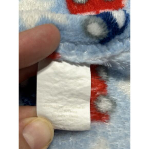Zak & Zoey Blue Red Cars Fleece Baby Blanket White Stars - Picture 4 of 5